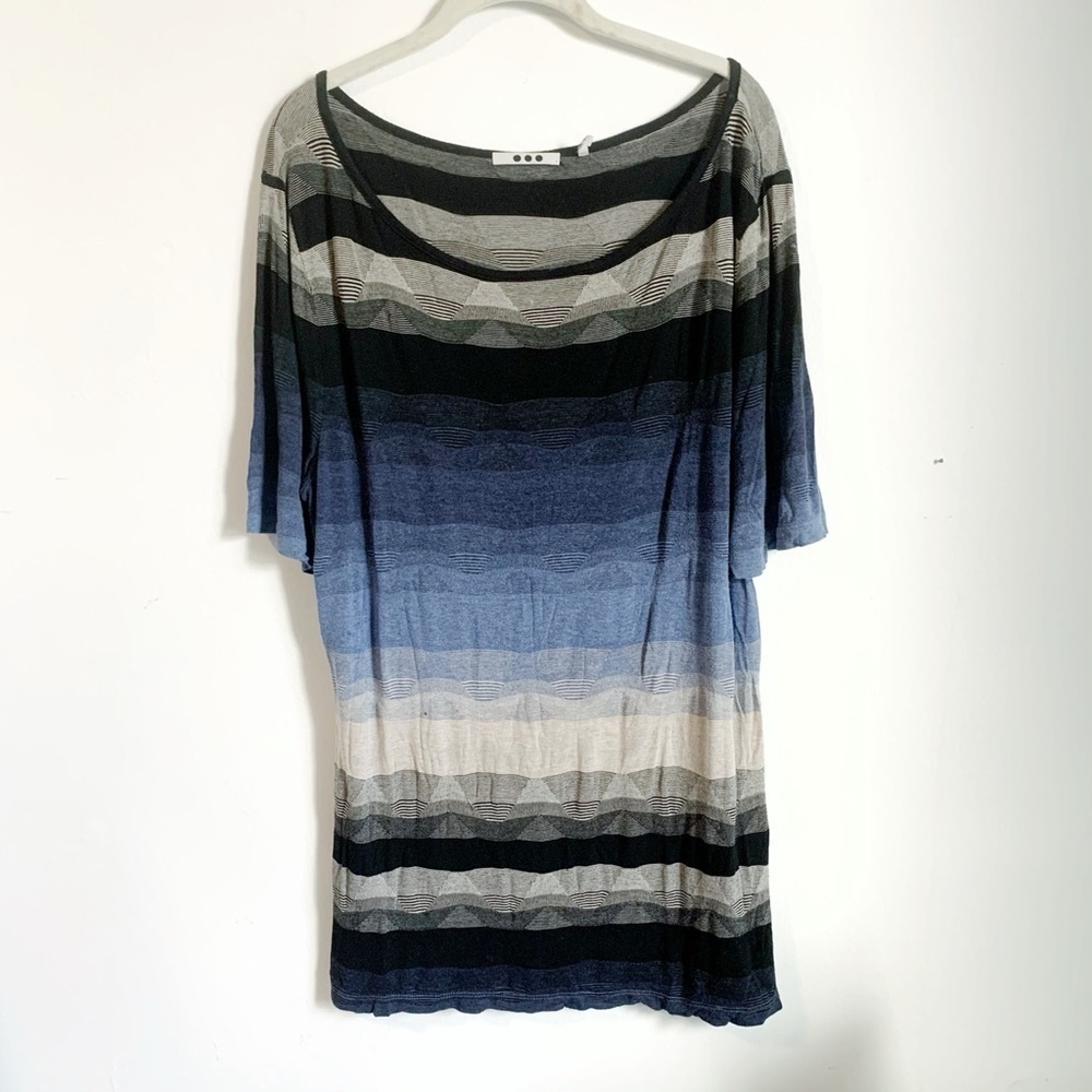 Three Dots Striped Tunic Top Blouse